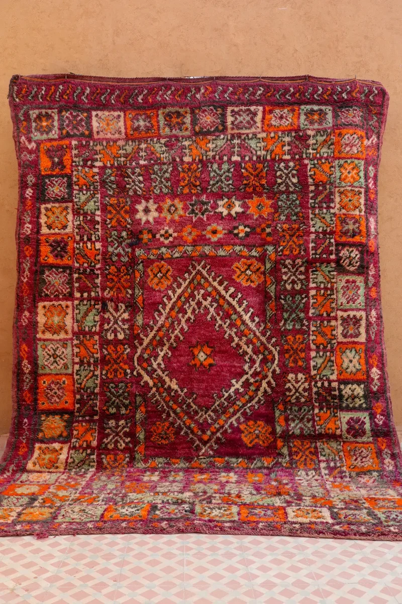 Tapis Berbère Boujaad Antique Bordeaux Orange - 276 x 197 cm
