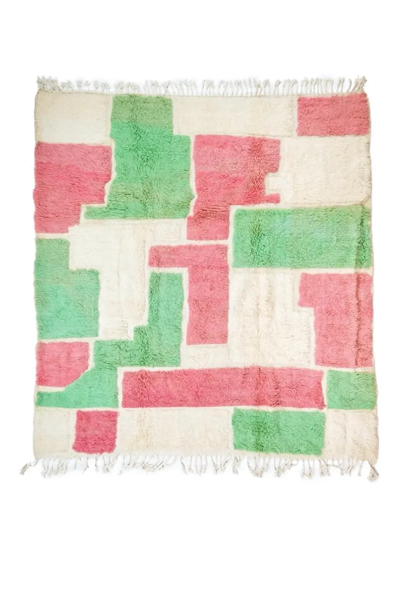Tapis Berbère Béni Ouarain Moderne Coloré À Reliefs - 290 x 260 cm