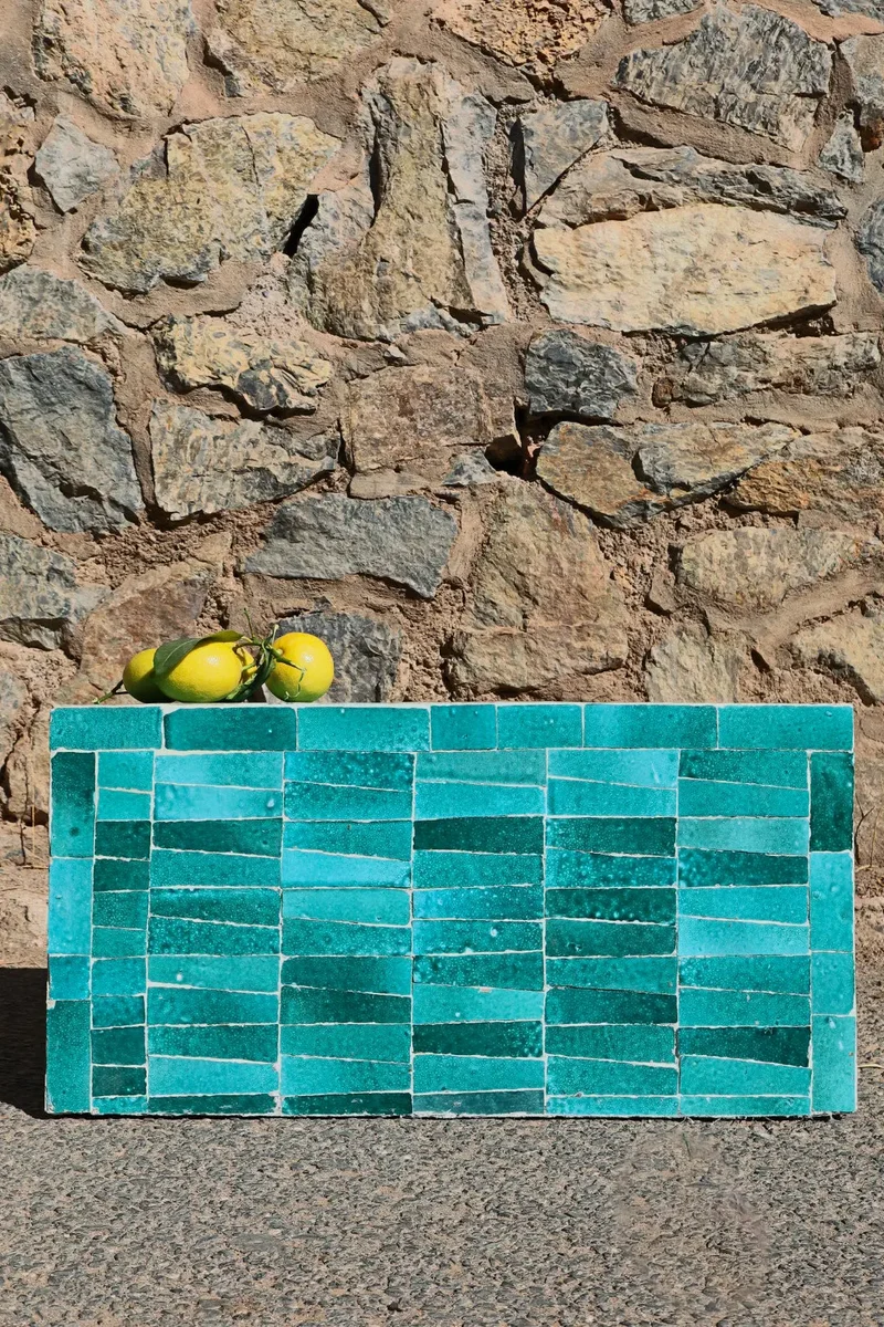 Table Basse - Colonne en Zellige Moderne Turquoise SENSE - 60 x 30 x 30 cm