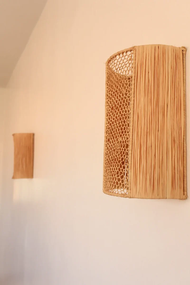 Appliques Murales en Raphia Naturel Nid D’Abeille Milieu