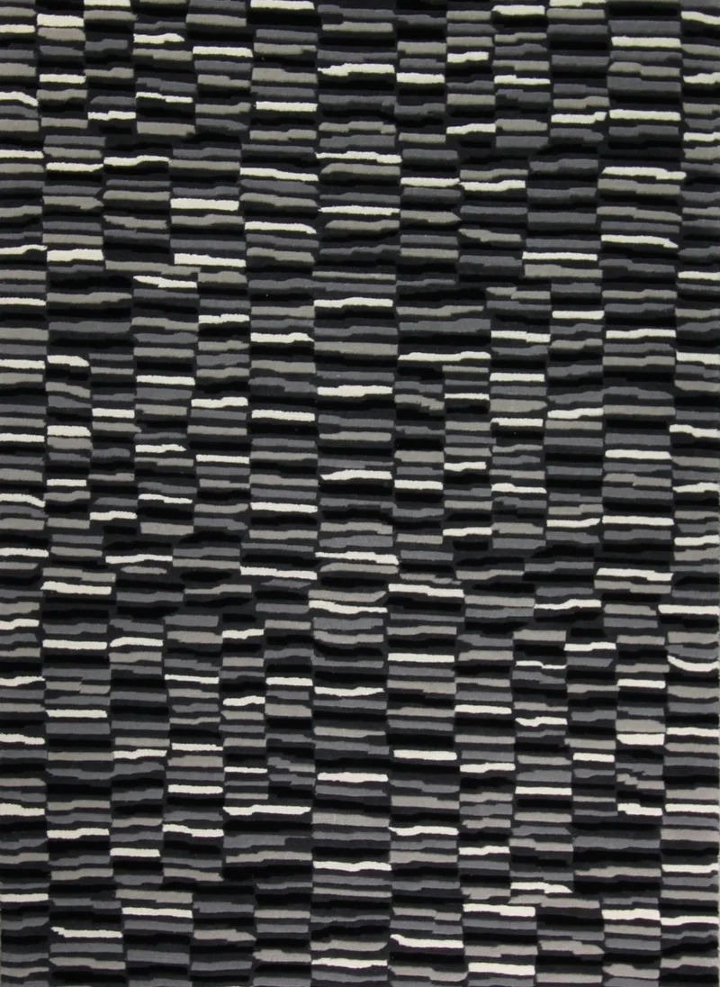 Tapis rayé Indo-Tibétain en laine - noué main