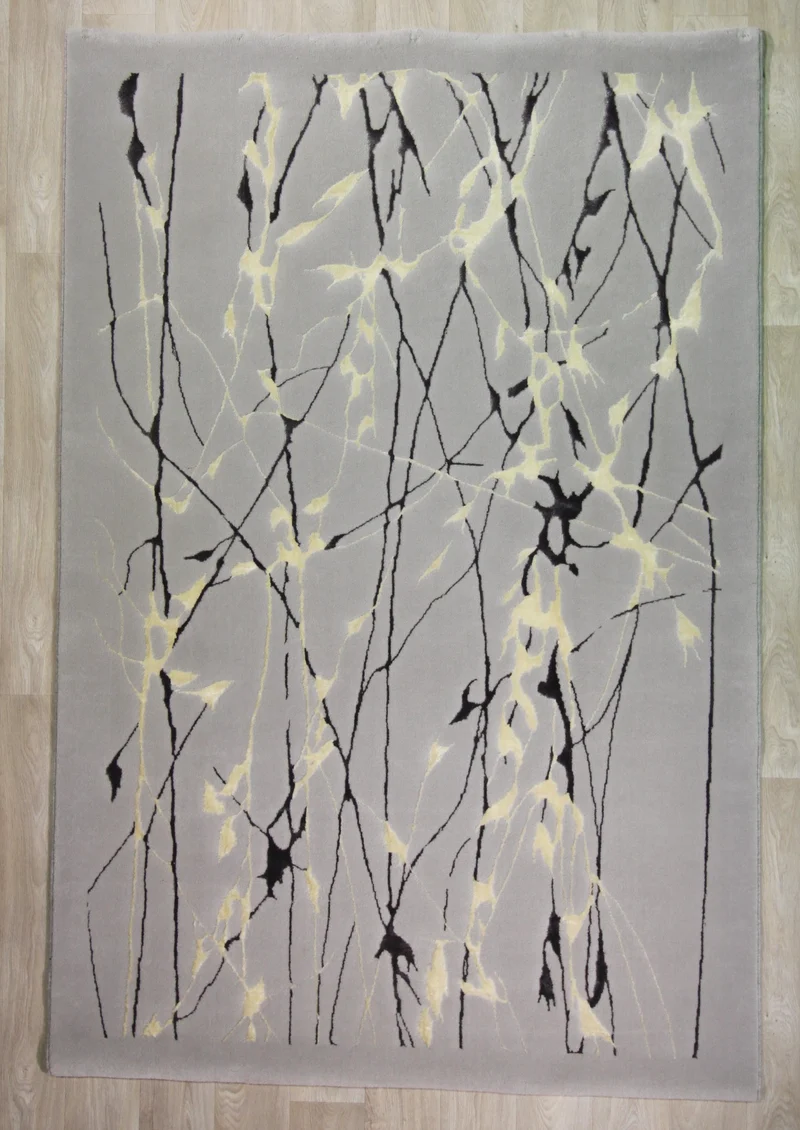 Tapis abstrait trois couleurs en laine