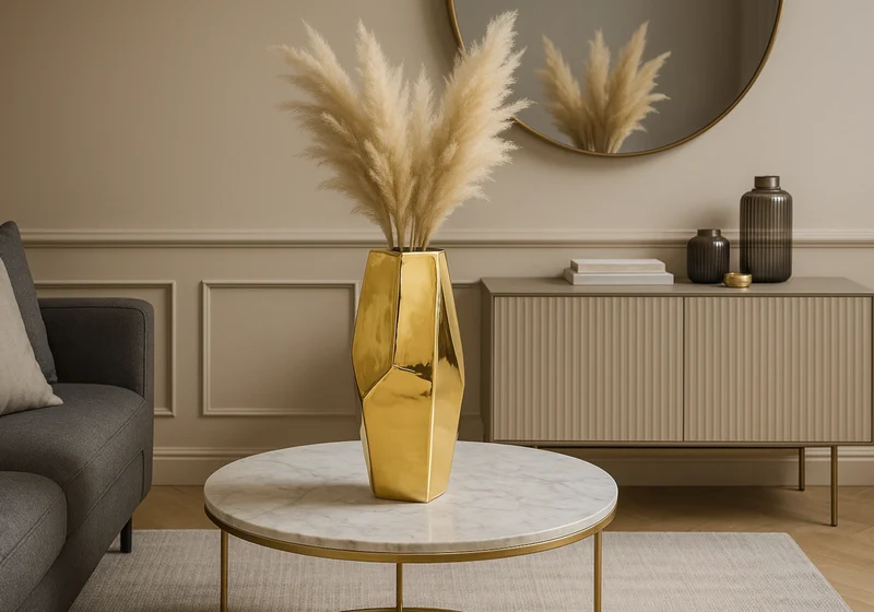 Vase sculptural doré effet miroir - Mirano