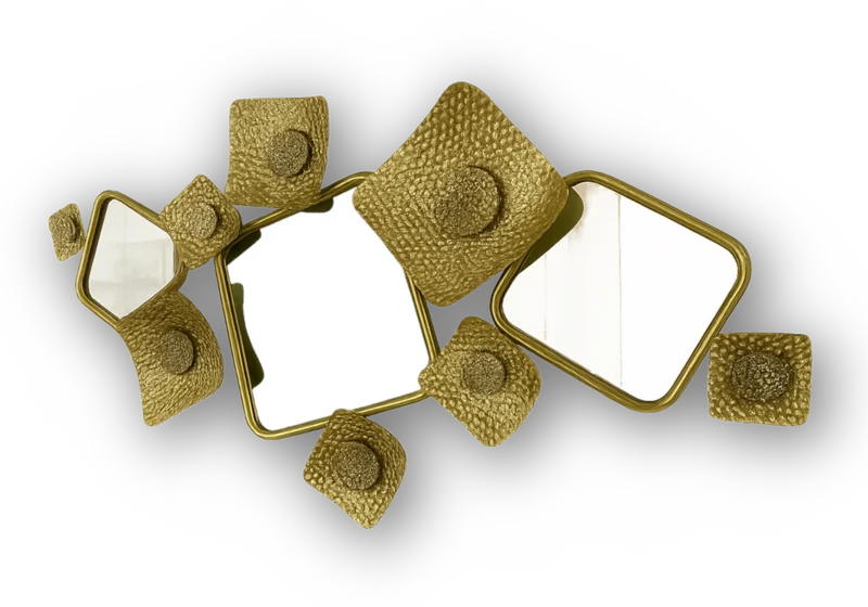 Miroir design géométrique métal doré - Kubia