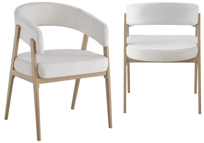 Fauteuil de table velours beige chêne - Oslo x4