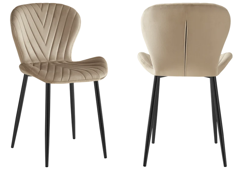 Chaise velours taupe pieds noirs - Syra x4