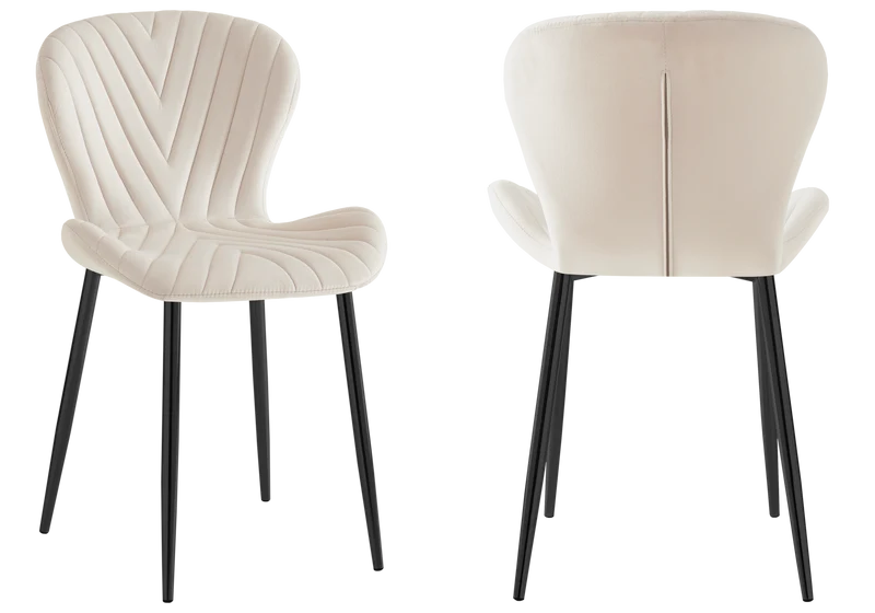 Chaise velours beige pieds noirs - Syra x4