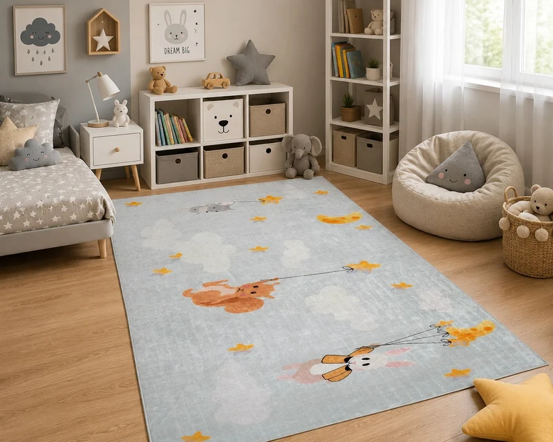Tapis Enfant Animaux & Étoiles