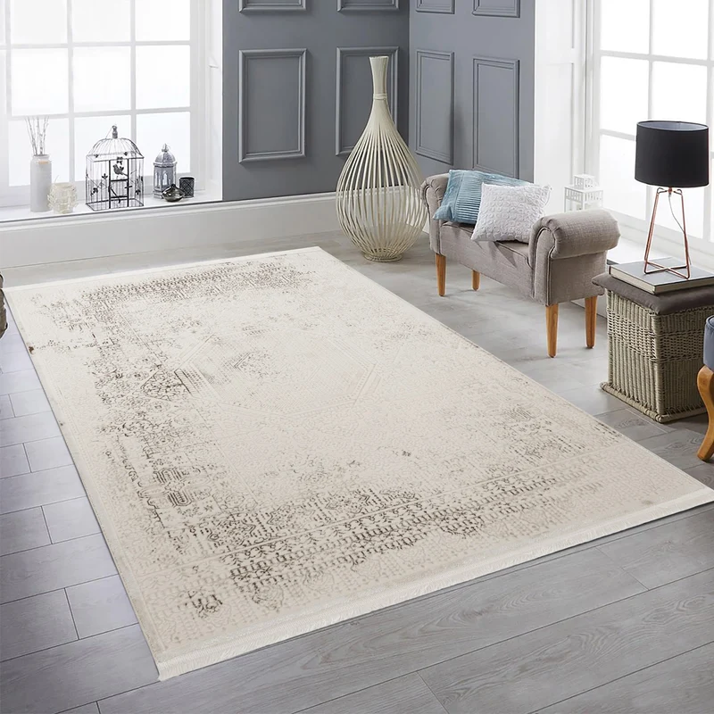Tapis Vintage Élégance Crème & Gris