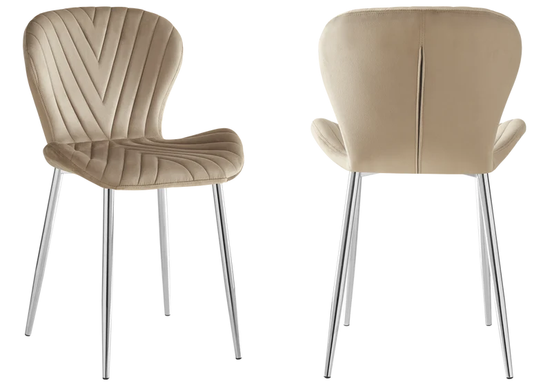 Chaise velours taupe pieds argent - Syra x4