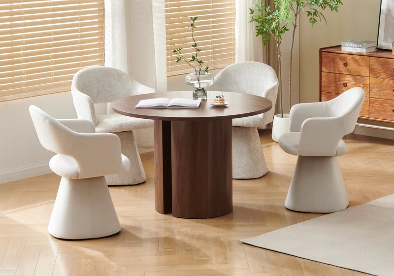 Ensemble table ronde et 4 chaises pivotantes - Arca