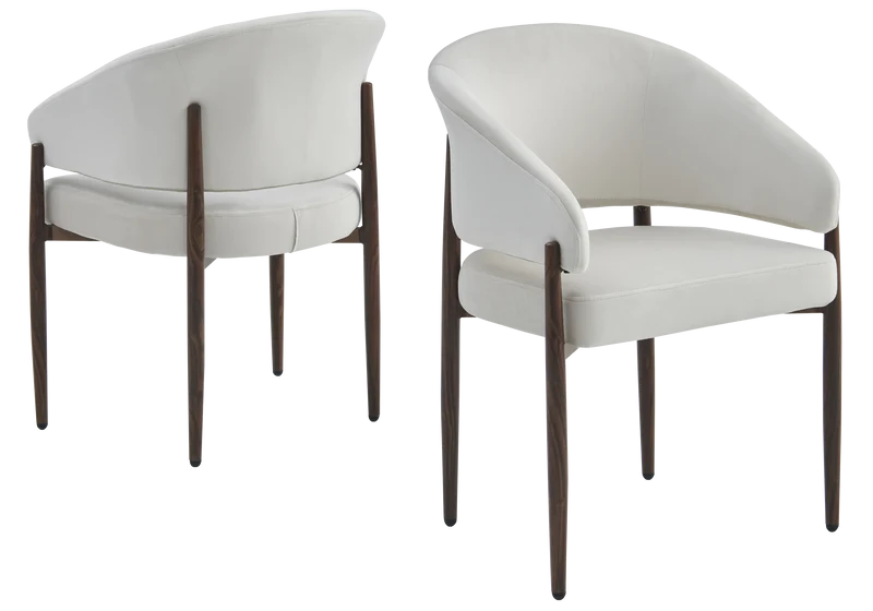 Chaise salle à manger noyer et velours beige - Doria x4