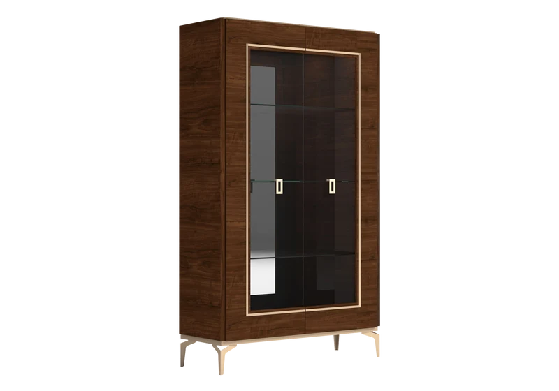 Vitrine noyer 2 portes – Eva