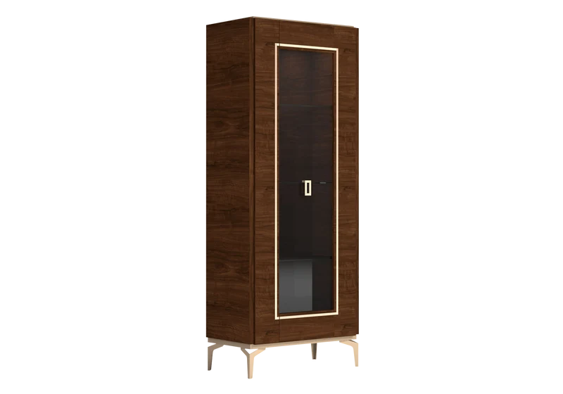 Vitrine colonne noyer 1 porte – Eva