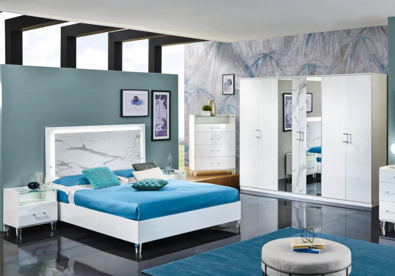 Chambre complète marbre blanc moderne – CRISTAL
