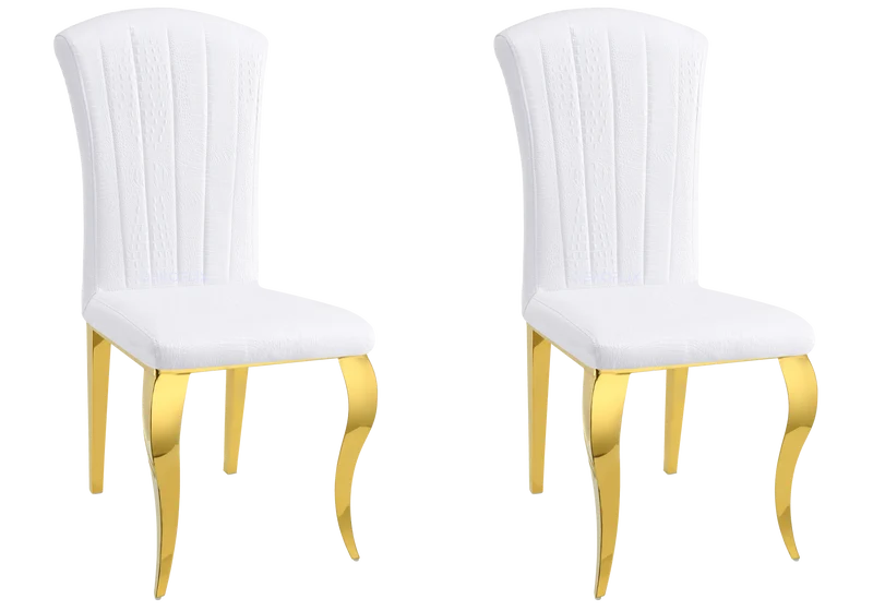 Chaises simili-cuir croco blanc et pieds or - Nova x6