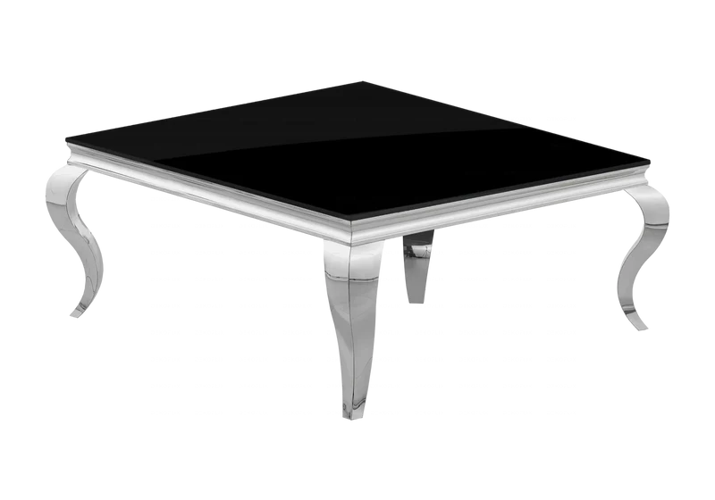 Table basse carrée verre noir argent - Neo