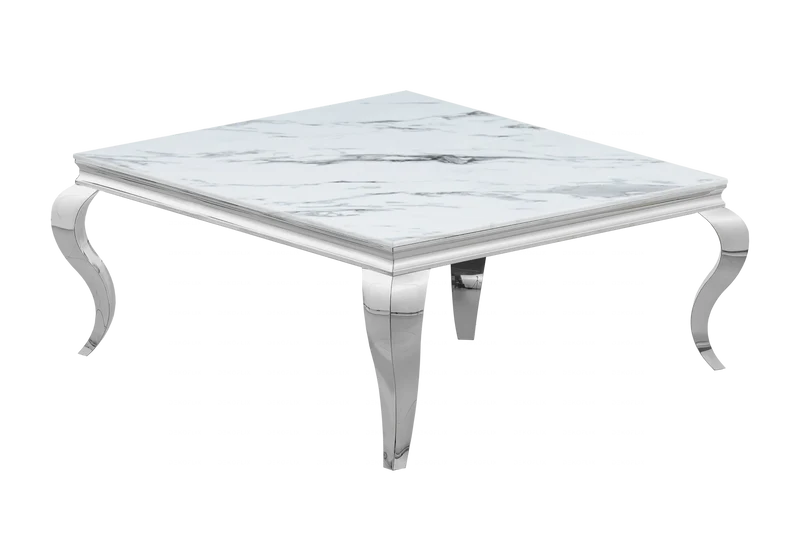 Table basse carrée marbre blanc argent - Neo