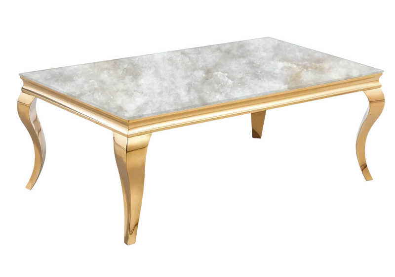 Table basse rectangulaire marbre beige or - Neo