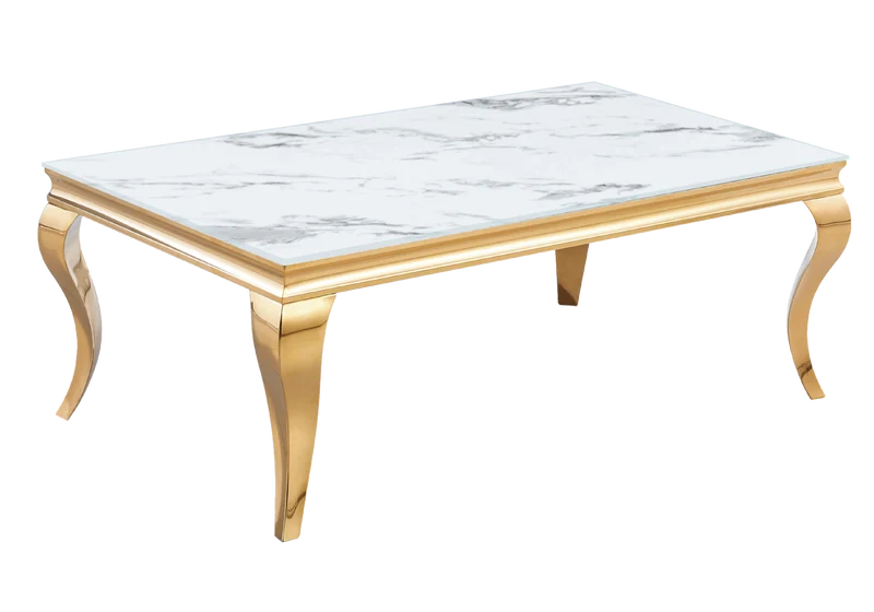 Table basse rectangulaire marbre blanc or - Neo