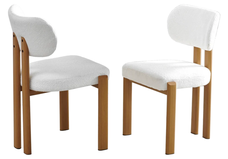 Chaise salle à manger bouclée et bois - Inaya x4