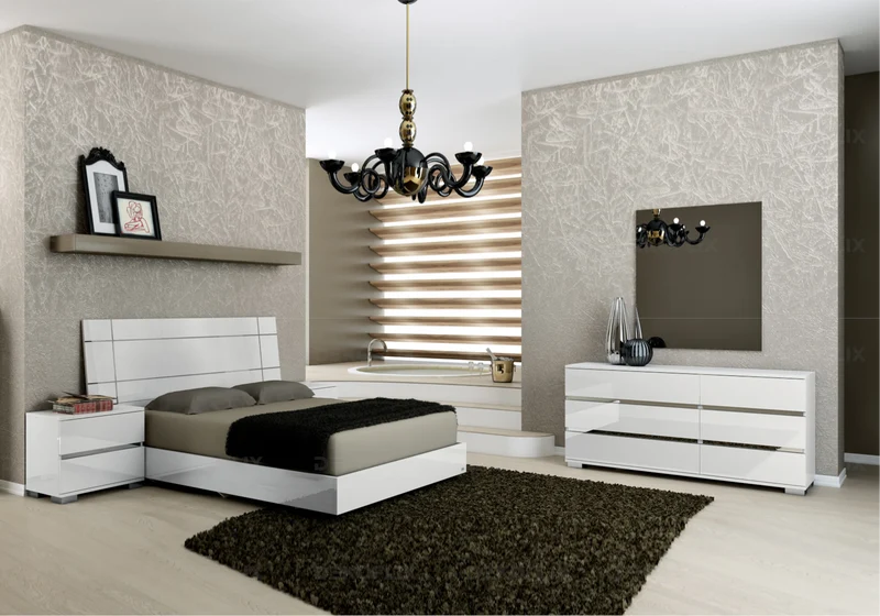 Lit adulte blanc laqué design minimaliste - Dream