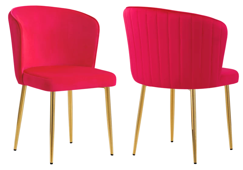 Chaise de salle à manger design en velours fuchsia - Diva x4