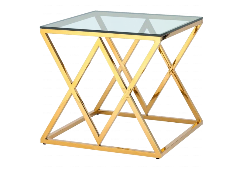 Bout de canapé verre doré design - Erly