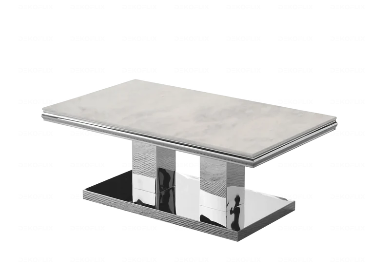 Table basse marbre beige argent design - Versus