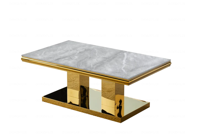 Table basse marbre gris dorée design - Versus