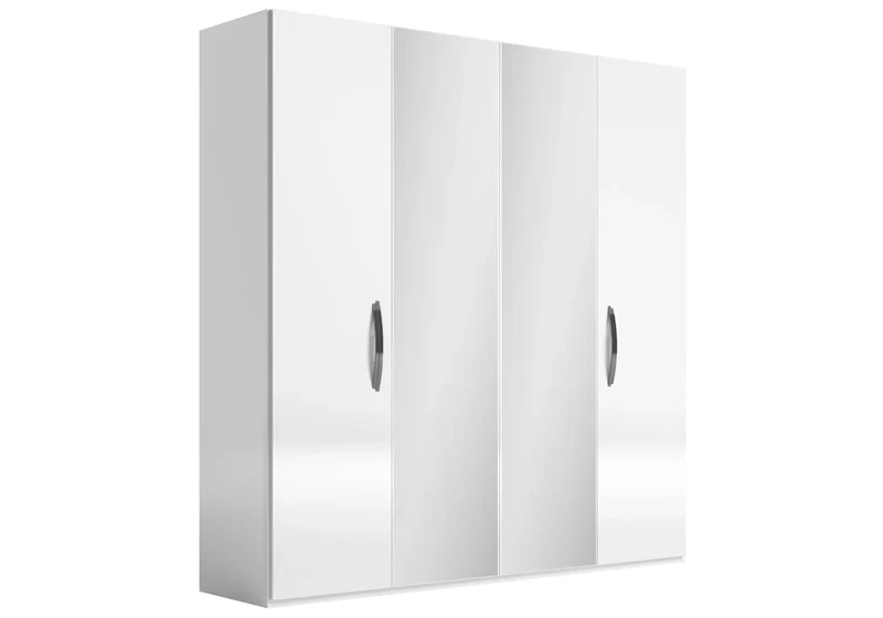 Armoire 3 à 6 portes blanc laqué avec miroir - Anna