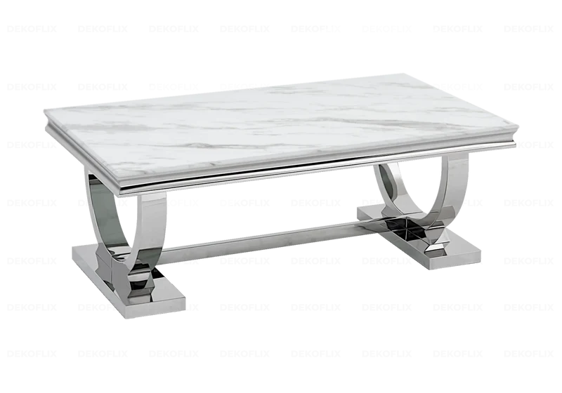 Table basse marbre blanc argent - Bobo