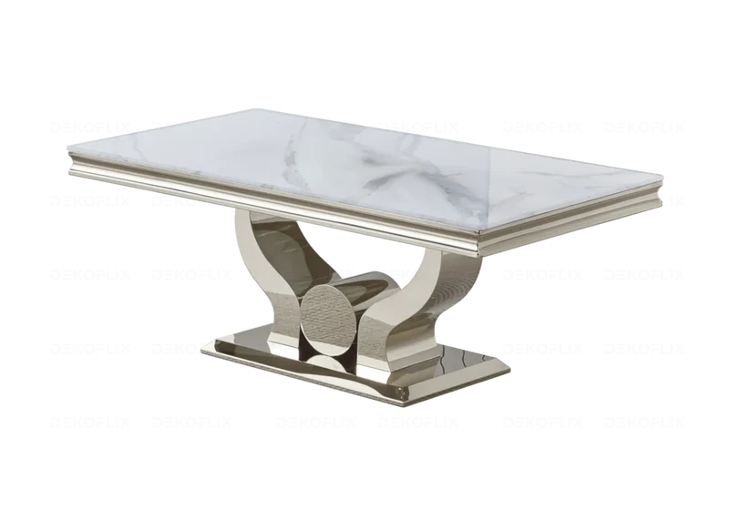Table basse marbre blanc argentée - Omega