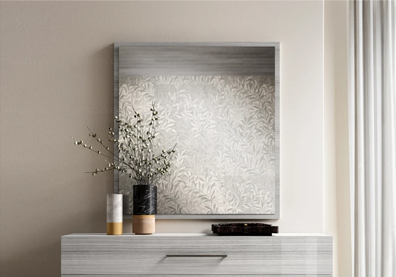 Miroir mural rectangulaire 144 cm gris laqué - Mia