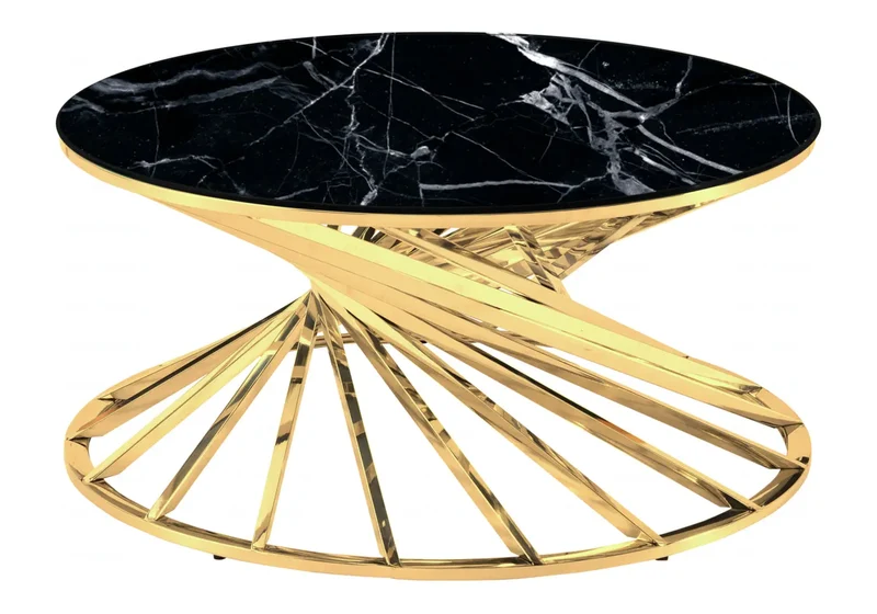 Table basse ronde marbre noir doré - Ruby