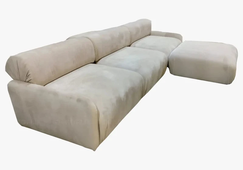 Canapé angle modulable velours beige - Yony