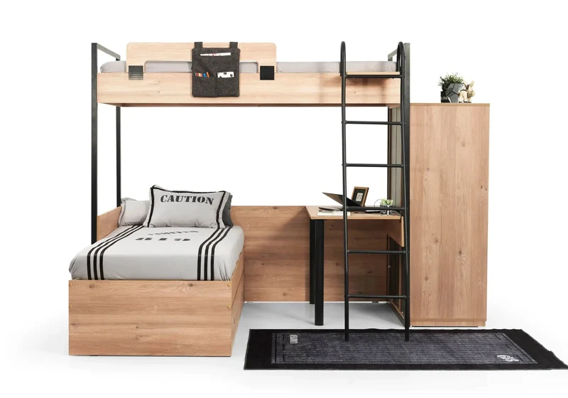 Chambre jeune modulaire et moderne chêne SMART