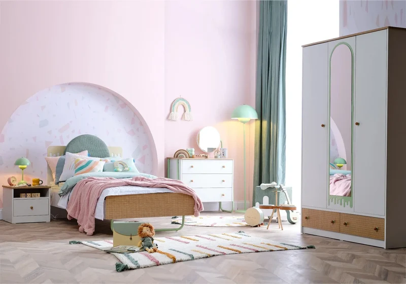 Ensemble de chambre jeune moderne vert JOLLY