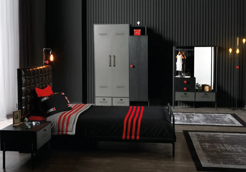 Ensemble complet de chambre pour adolescent noir VALVE