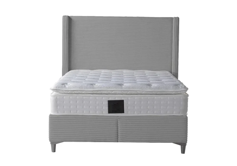 Lit coffre velours gris - Hedi