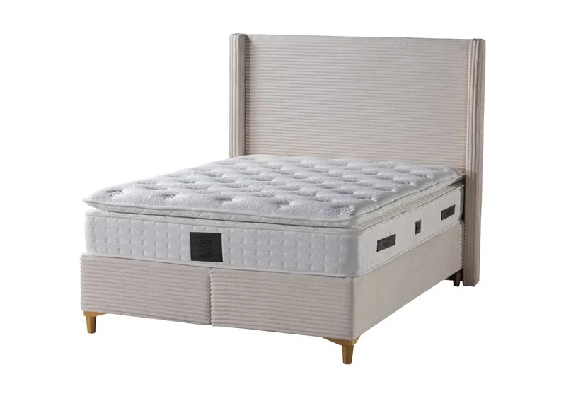 Lit coffre velours beige - Hedi