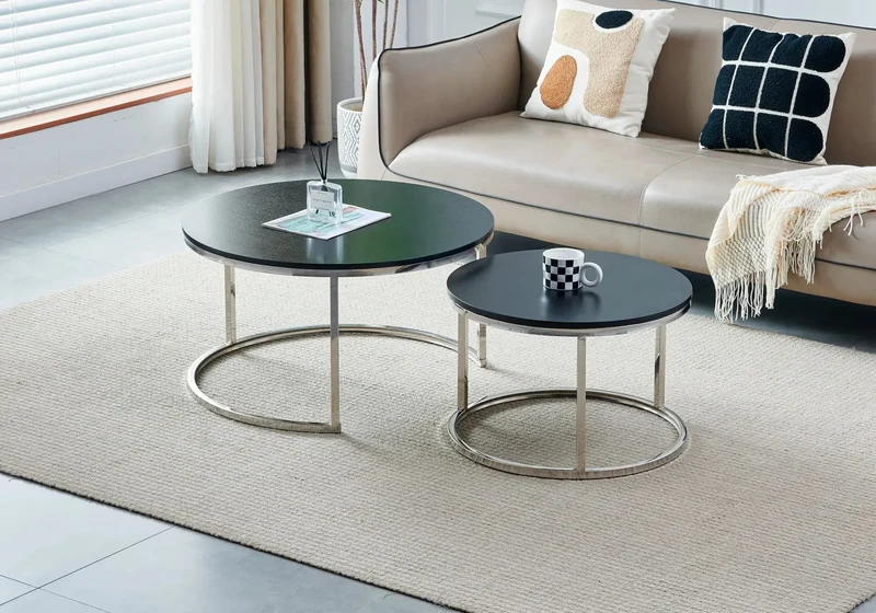 Tables gigognes argent bois noir - Orea