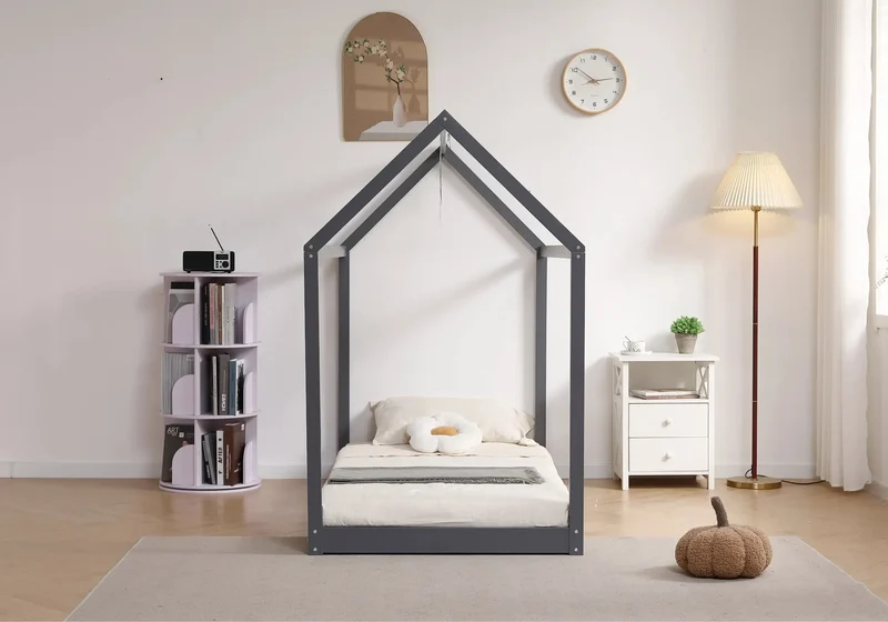 Lit cabane enfant bois gris - Erva