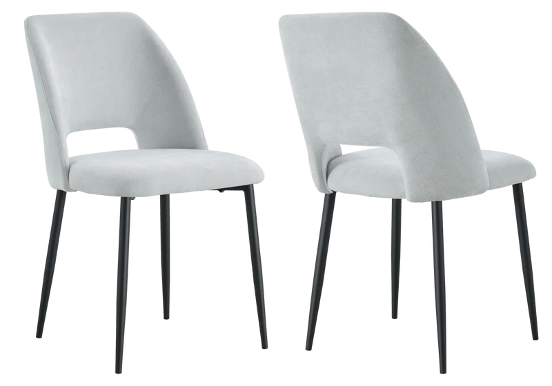 Chaise en tissu chiné gris avec dossier ouvert - Leoni x4