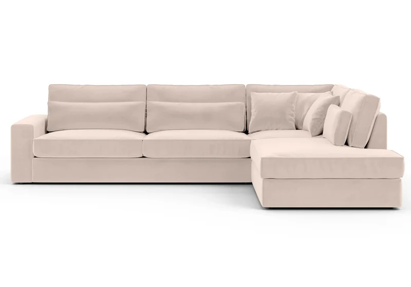 Canapé angle velours beige - Ena