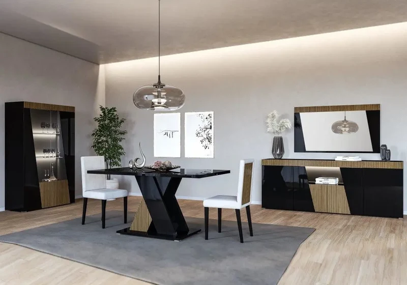 Salle à manger laquée noir ETNA