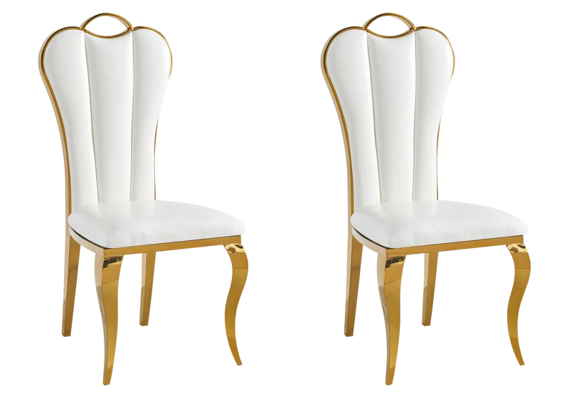 Chaise baroque moderne dorée et similicuir - Diana x4