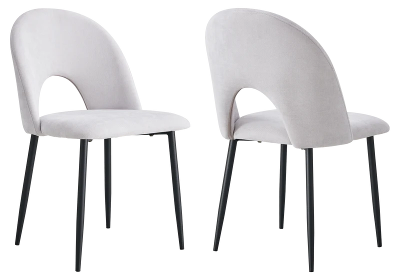 Chaise dossier ouvert en tissu chenille gris clair - Talia x4