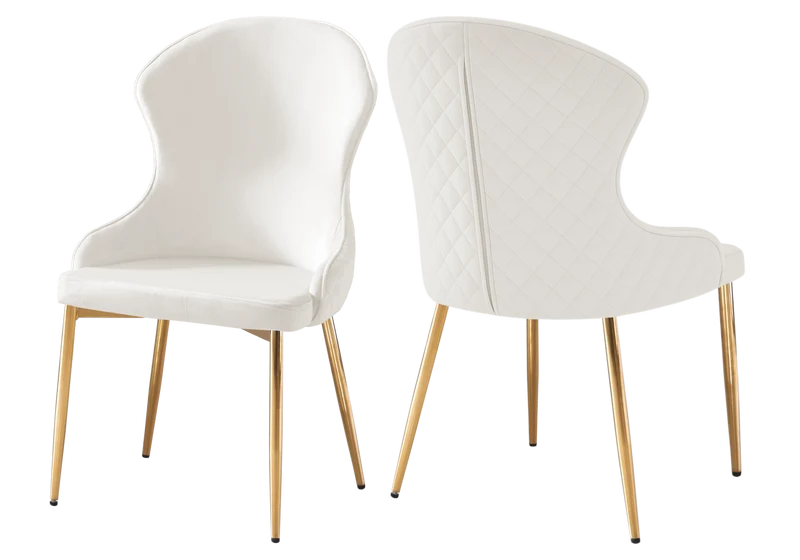 Chaise velours écru capitonnée et or - Hilton x4