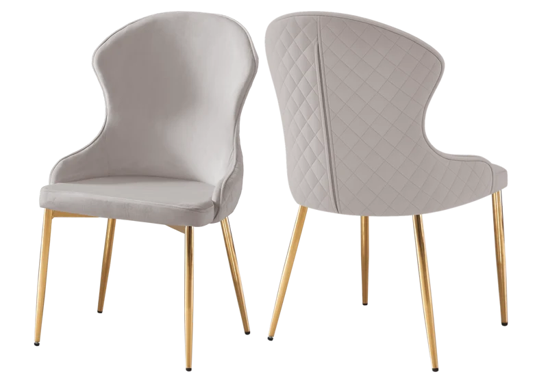 Chaise velours taupe capitonnée et or - Hilton x4